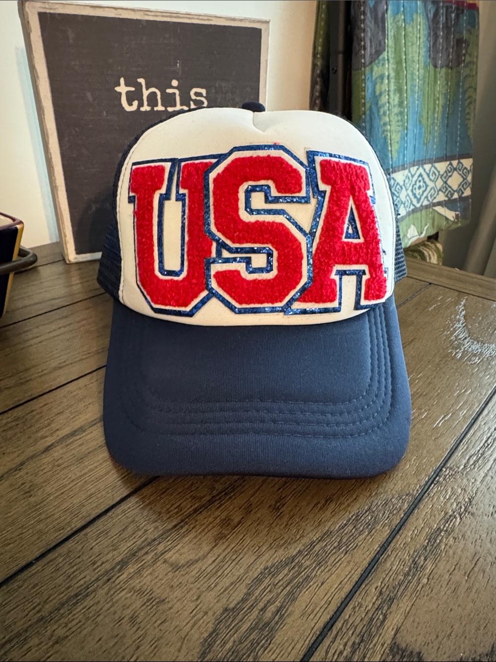 USA Patch Women’s Trucker Hat - Navy and White